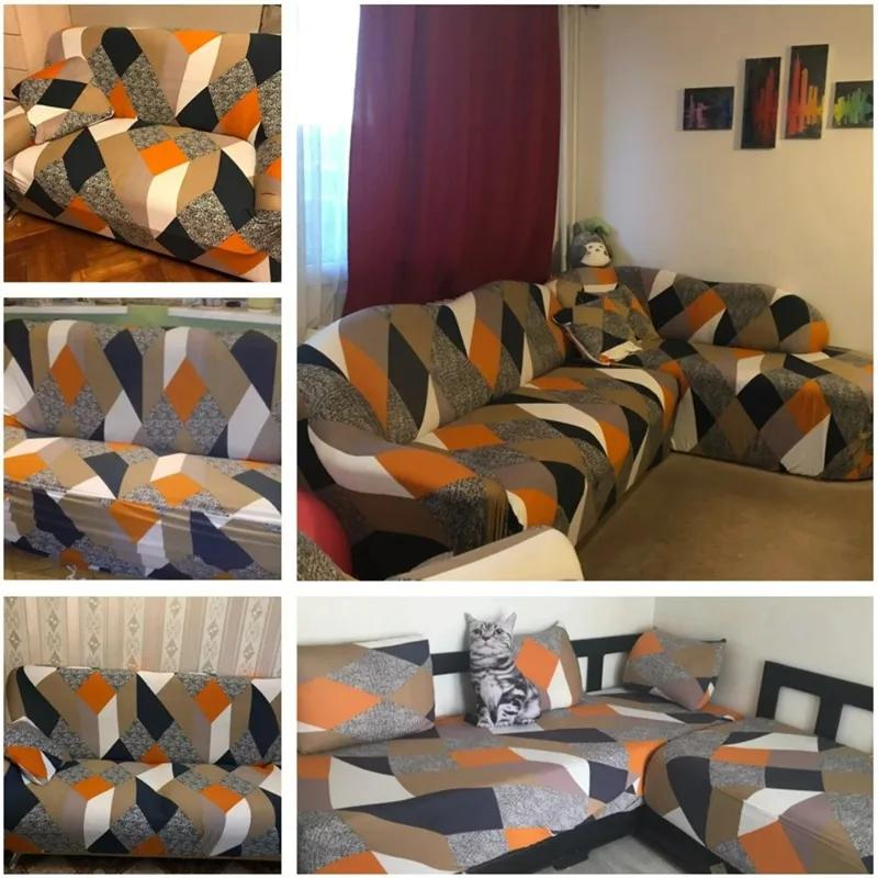 Geometrischer elastischer Sofabezug für Wohnzimmer Modernes Ecksofa Überwurf Sofabezug Sesselbezug 1/2/3/4 Sitzer