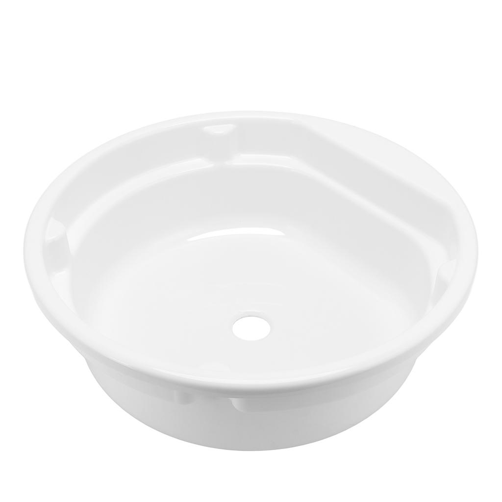 RV Łazienkowa Umywalka Nablatowa 430x140mm Okrągła Biała Do Mycia Rąk Akrylowa Duża Pojemność dla Kampera Przyczepy Kampingowej