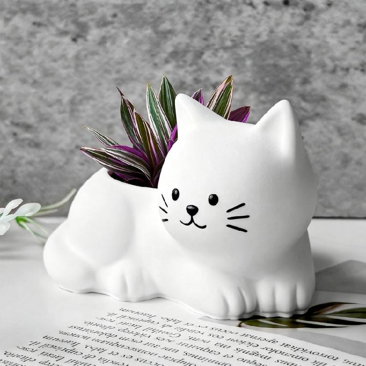 Kitten Flowerpot Silicone Mold Professional Silicone Candle Cup Mould For Handmade Candle Container Soap Plant Flowerpot