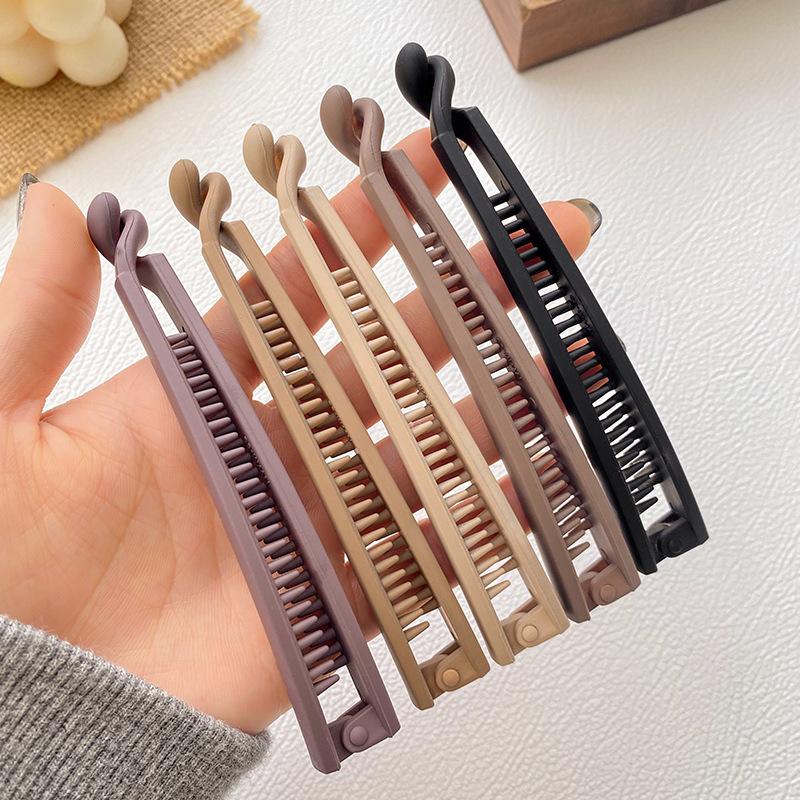 Women Elegant Matt Color Banana Claw Clips Matt Color Plastic Hair Barrettes Simple Solid Clips Ponytail Holder Accessories