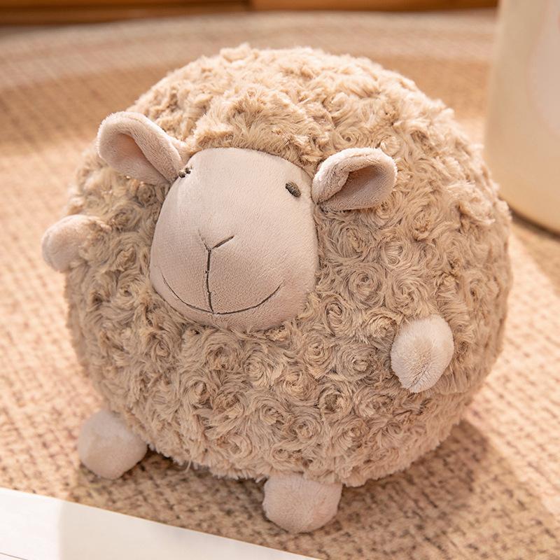 28cm Lovely Round Sheep Plush Toys Stuffed Animal Round Ball Sheep Fluffy Lamb Plushie Doll Soft Pillow Kid Birthday Xmas Gifts