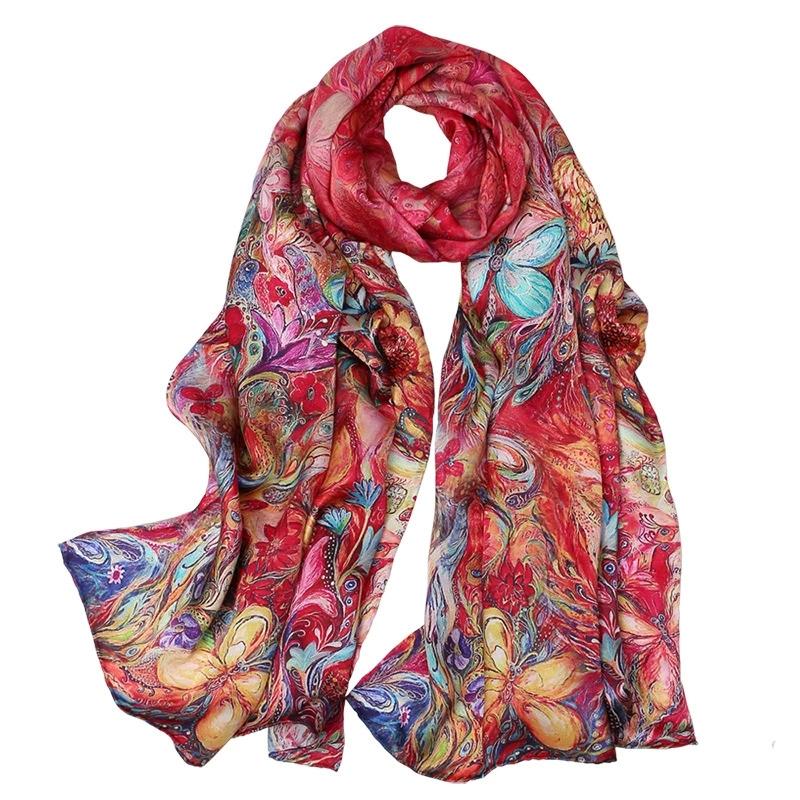 High Quality 100% Silk Scarf Shawl Hijab Wrap Women Hand Roll Edge Spring Summer Beach Scarves