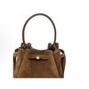 Tory Burch Romy Gold Hardware Split Cowhide Leather Crossbody Tote Bag Women's Brown