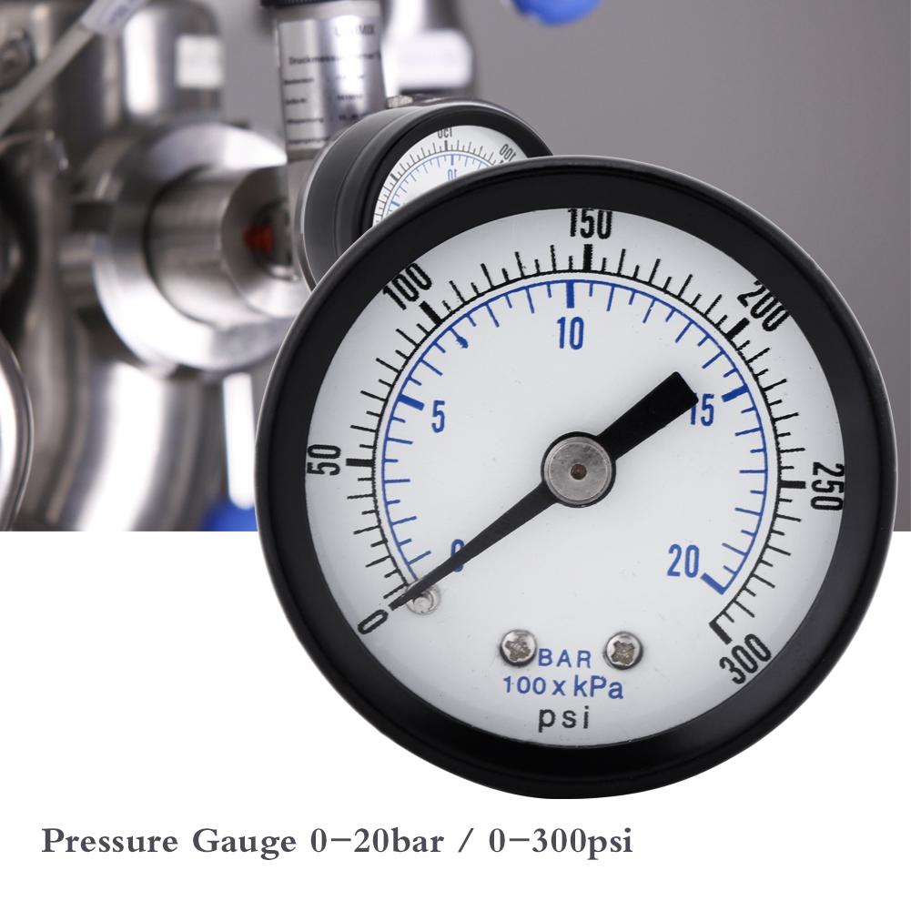 Water Pressure Meter, 18 BSPT Thread Pressure Gauge Pressure Meter for Fuel   Oil Liquid Water 020bar  0300psi, Pressure  Vacuum Gauges