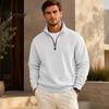 Versatile Weekend Wear Mens Quarter Zip Sweatshirt, Stand Collar Athletic Fleece Pullover, Ribbed Hem Cuffs, Casual Streetwear Hoodie Long Sleeve