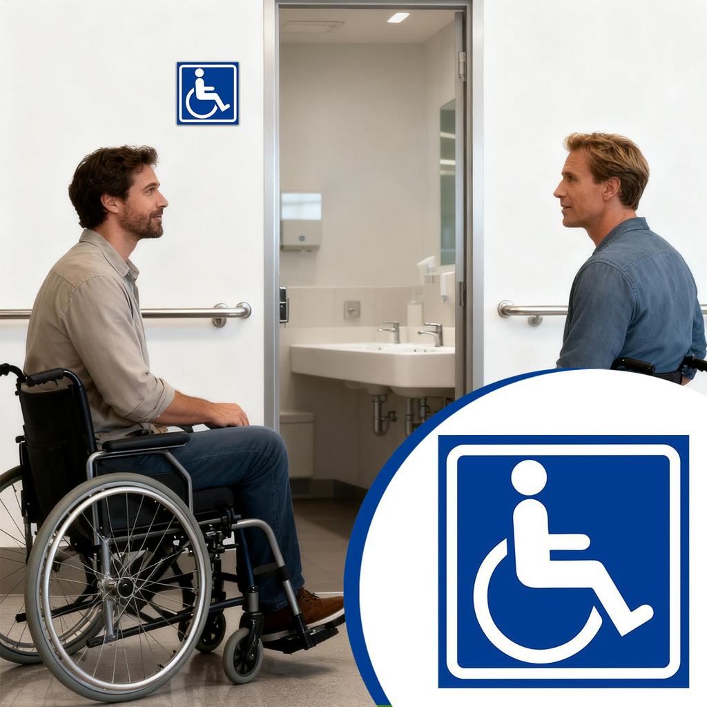 Autocolant Handicap 4 Bucăți 12 X 12 cm Impermeabil Autoadeziv Accesorii Auto Semn Baie Persoane cu Dizabilități Pentru Autobuz Parcare Restaurant