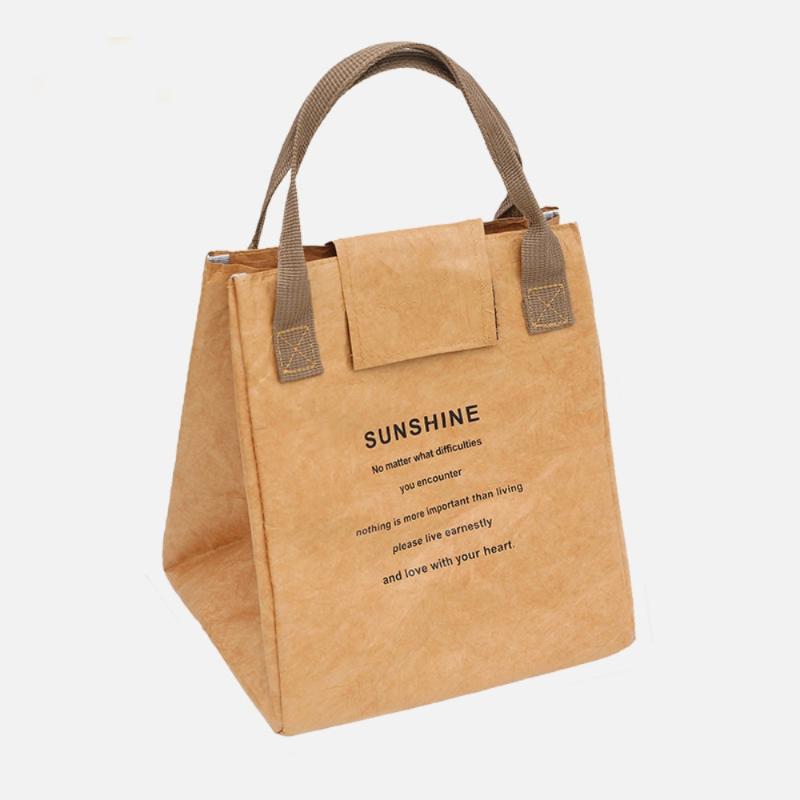 Paper Bag Thermal Bag Portable Lunch Bag Kraft Paper Refrigerated Bento Bag Office Worker Portable Lunch Box Bag A1