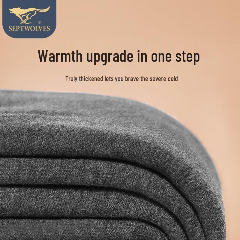 Septwolves Men's Extra Warm Fleece-Lined Thermal Underwear Set (Round Neck)