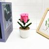 Multi Colored Plush Twisted Rod Rose Potted Desktop Decoration Ornament For Office Decor