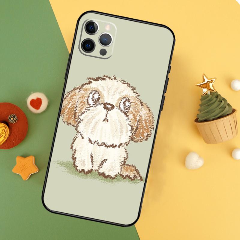 Cartoon Shih Tzu Dog Phone Case For iPhone 17 17Air 16 16E 15 14 13 12 11 Pro Max 12 13 Mini Shockproof Cover
