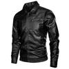 Explosive lapel men's leather jacket, locomotive style boutique explosive casual top, short windproof leather jacket
