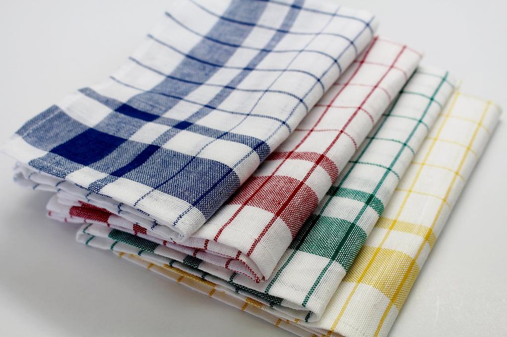 Made In Japan Linen Blend Glass Towel Cotton Hemp 40 X 70 For Professional Use 50% 50% [10 Pieces] (Blue Lattice)