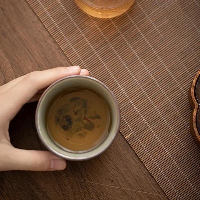 1 Pc Chinese Blue and White Porcelain Tea Cup Antique Handmade Ceramic Tea Bowl Pu'er Master Teacup Household Tea Set