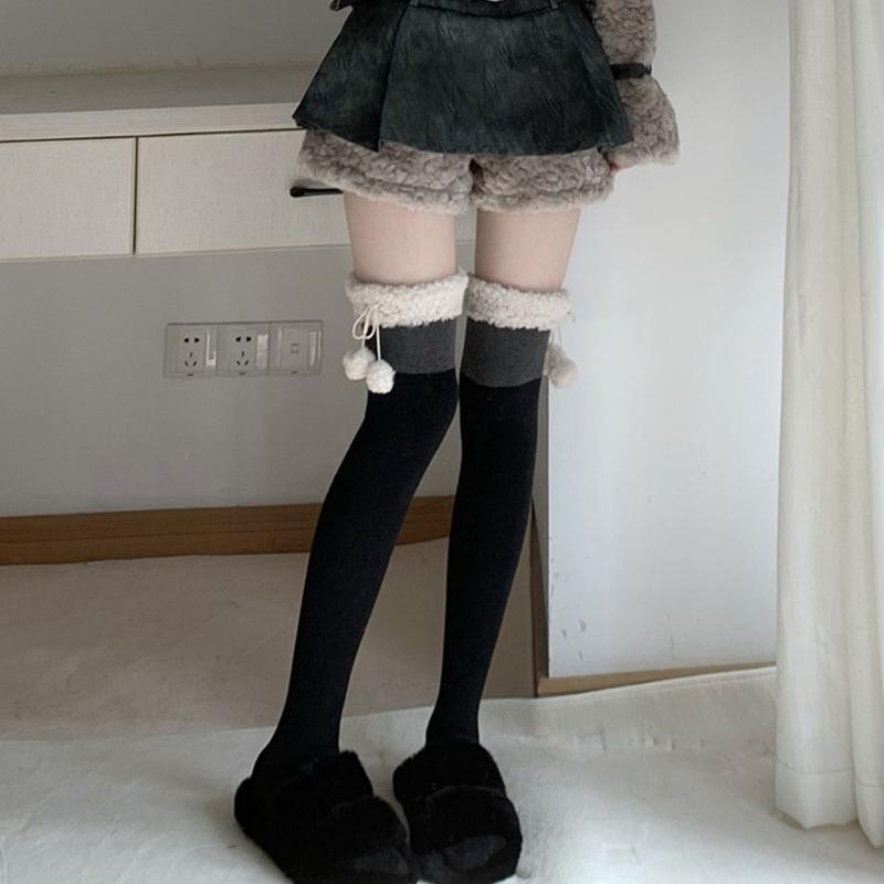 1 Pair Women Over Knee Stockings Princess Style Dress Socks Ruffle Thigh High Socks Long Tube Frilly Socks Ballet Socks