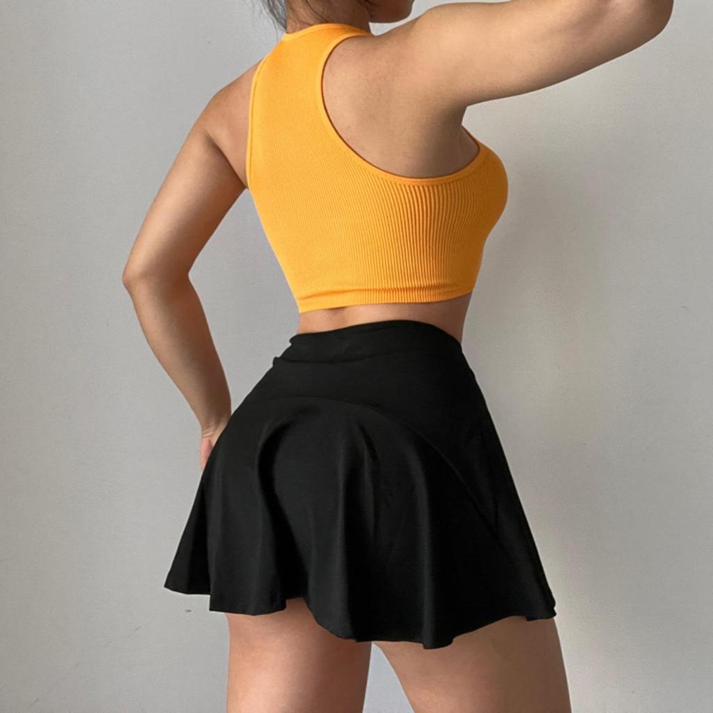 Στρογγυλή λαιμόκοψη με λουράκια Crop Tops Γυναικείες καλοκαιρινές μονόχρωμες καμίσλες γιόγκα μονόχρωμες αθλητικές σωληνώσεις Γυναικεία αμάνικα Cropped Y2K Ρούχα για κορίτσια