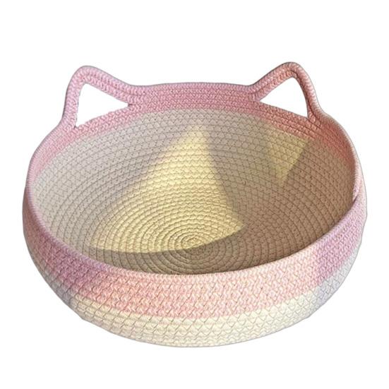 

Cat Bed Basket Cotton Rope Woven Pet Bed for Indoor Cats Scratchable Round Pet Sleeping Basket for Cats Puppies Rabbits S