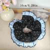 Elegant Blue & White Polka Dot Scrunchie with Lace Trim Sweet Style Fabric Hair Tie, Printed Design, Perfect for Stylish Hair Accessory