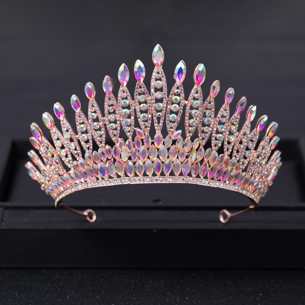 Silver Color Crystal Queen Big Crown Tiara Rhinestone Wedding Tiaras Women Pageant Prom Crowns Bridal Hair Accessories Jewelry