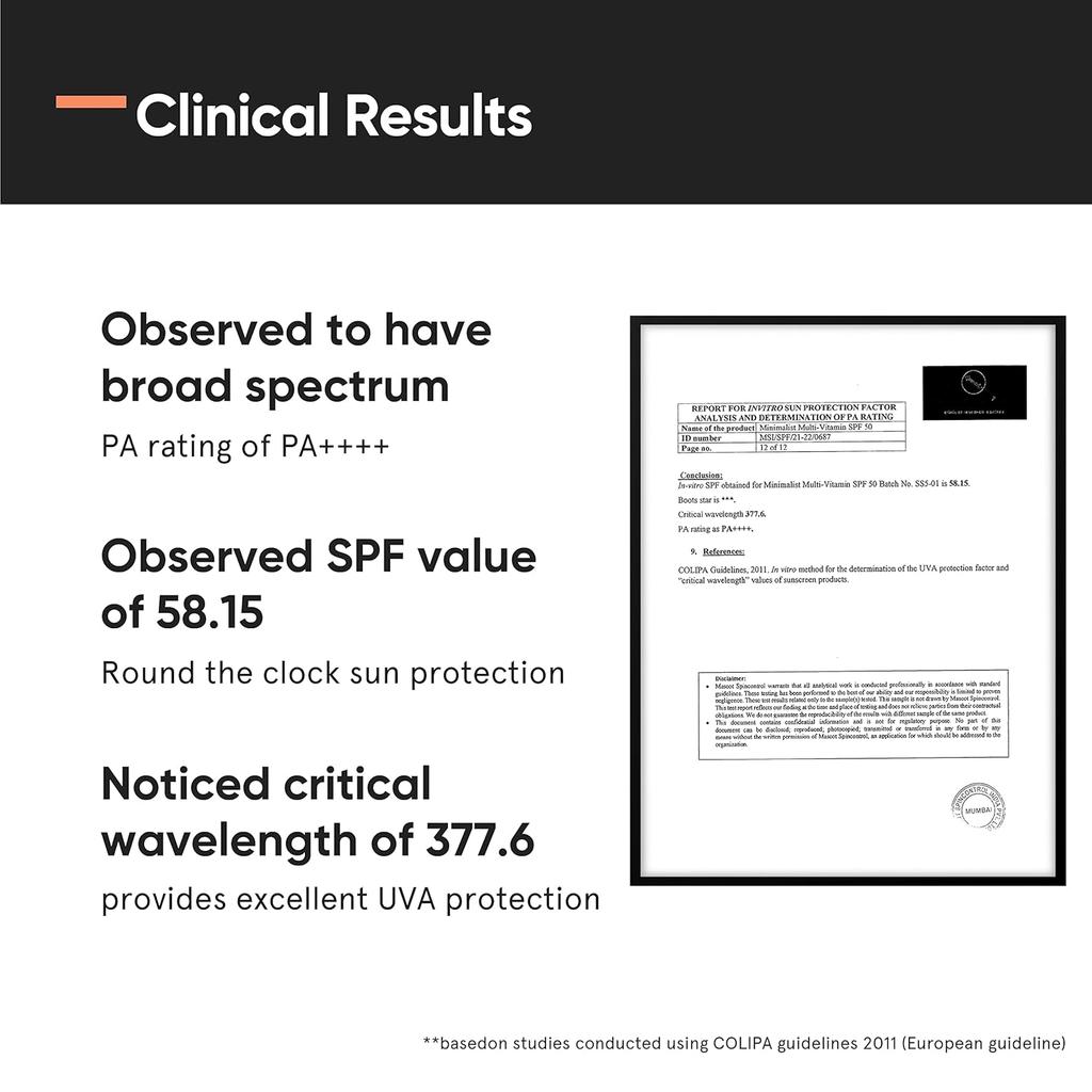 Minimalist Sunscreen SPF 50 PA++++ Lightweight Cream With Multi-Vitamins For Face & Body, 50g Pack Of 1