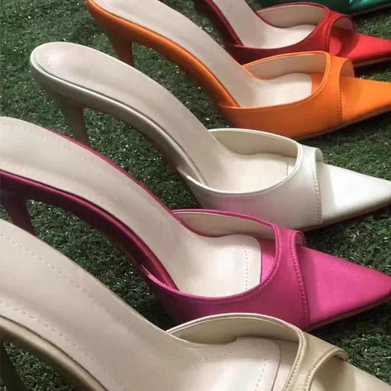 Pointed Women'S Shoes One-Word Stiletto Super High Heel Fashion Sexy Temperament Large Size Slippers