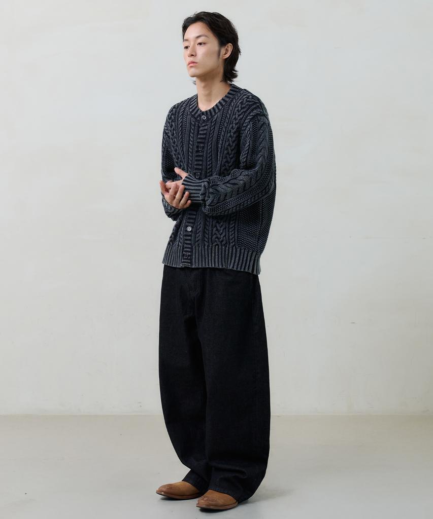 Knouun Faded Cable Knit (Black)