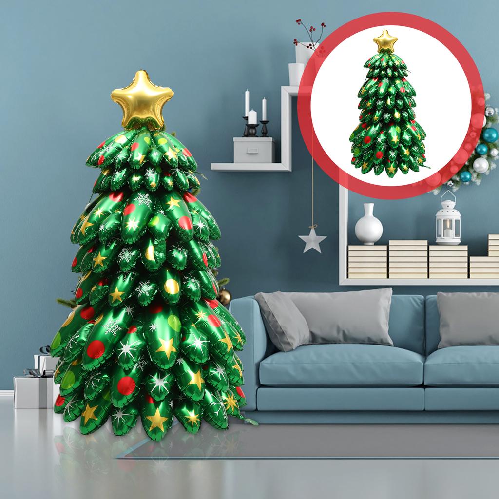 Inflatable Christmas Tree Aluminium Foil Balloon Inflatable Green Christmas Tree  Outdoor Holiday Yard Decoration Green Baubles