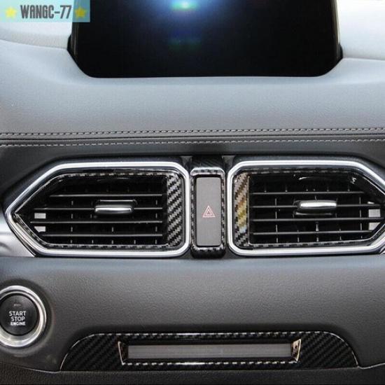 Carbon Fiber Dashboard Side Air Vent Outlet Cover Trim For Mazda CX-5 2017-2024