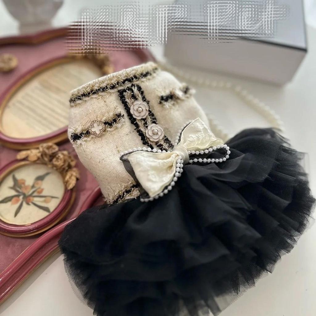 Classic Pet Princess Dress Puppy Clothes With Lace & Bowknot Cute Small Dog Skirt For Dogs  For Chihuahua, Bichon Teddy