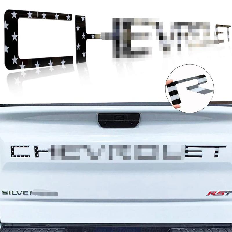 Tailgate ABS Inserts Letters Fit for  Silverado 2019-2022 3D Raised & Strong Adhesive Decals Letters Tailgate Emblems