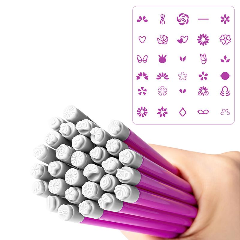 5/30Pcs Professional Nail Art Stamp Pen Set Daisy/Butterfly/Heart Nail Template Diy Nails Painting Tool Manicure