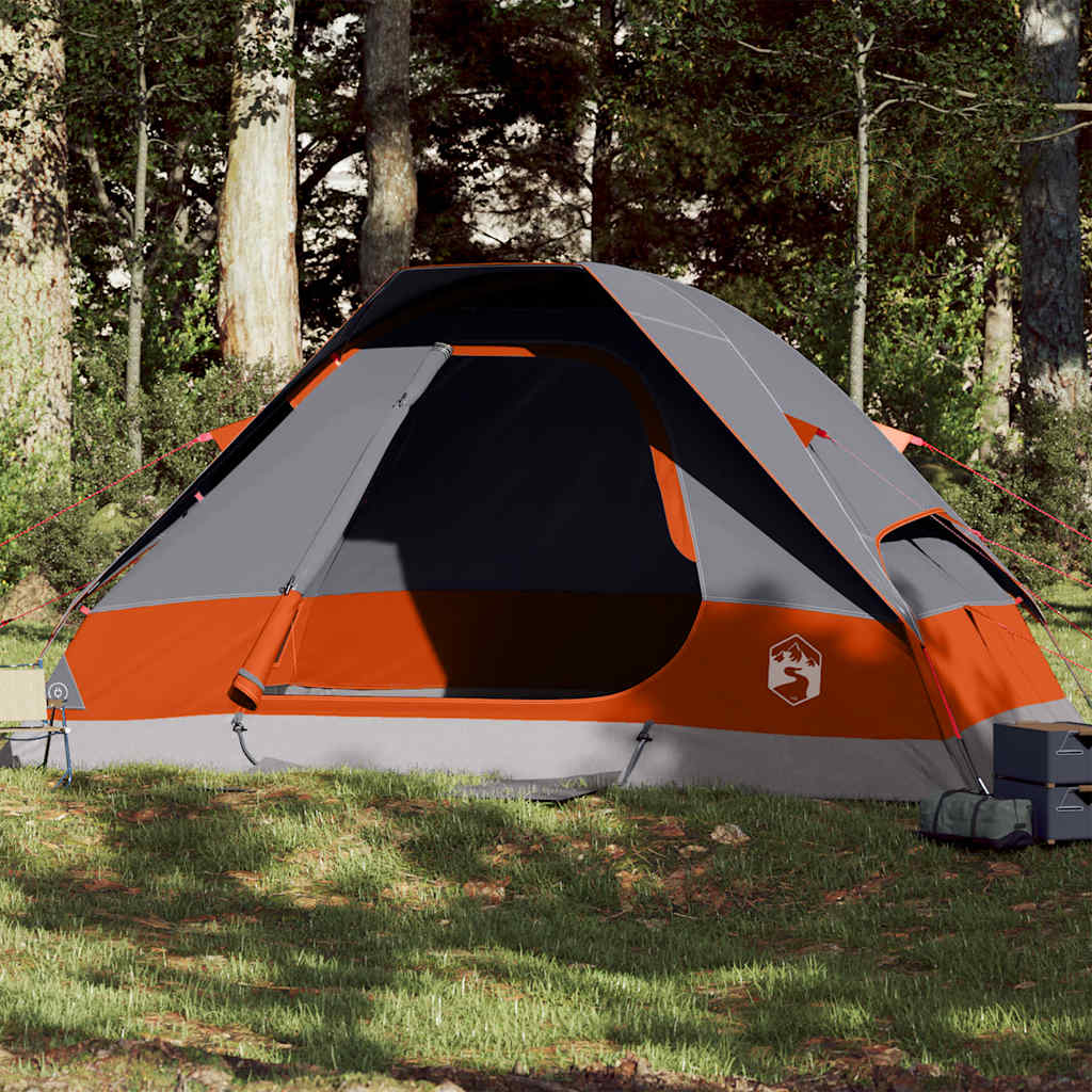 Dome Family Tent for 6 Persons Grey and Orange Waterproof