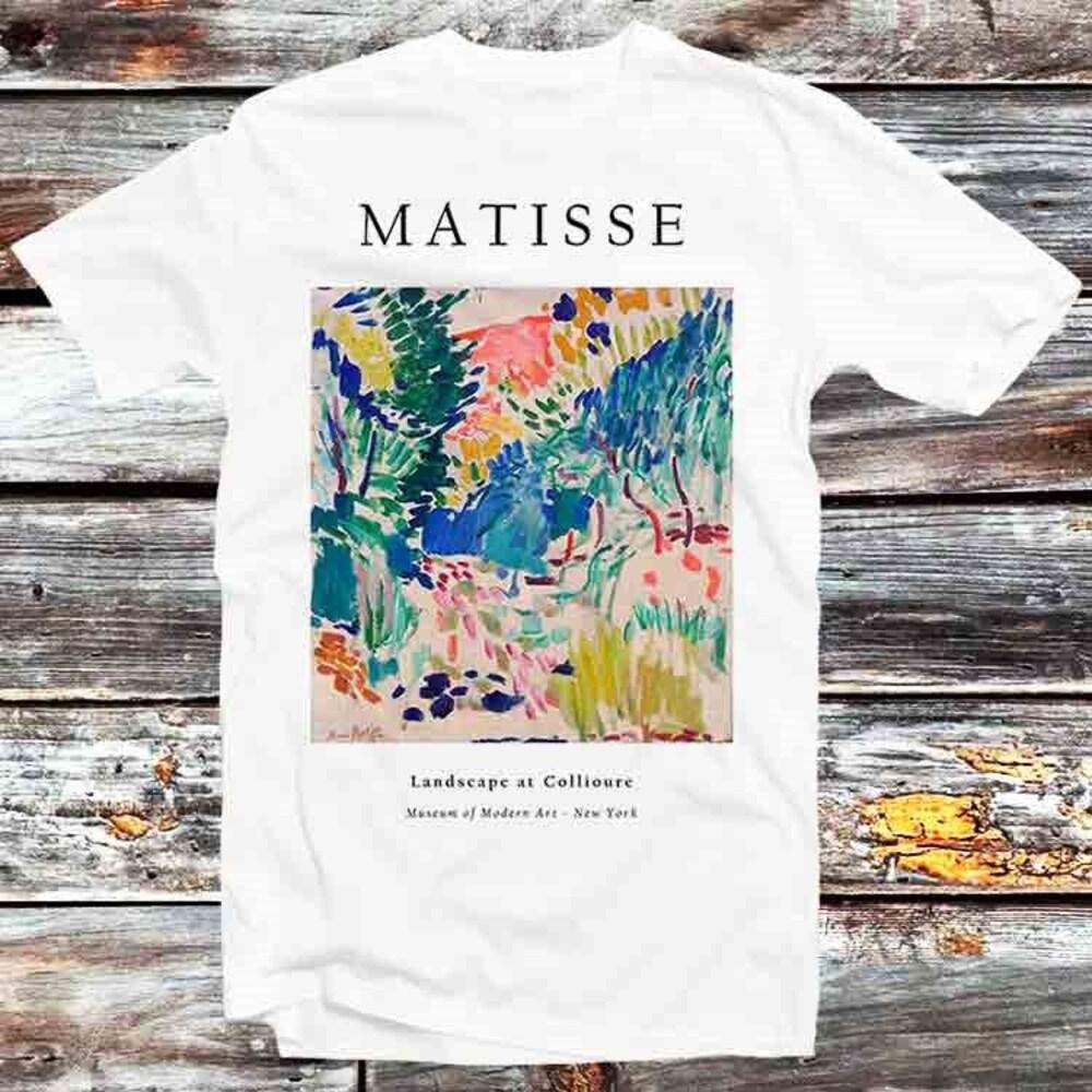 

230GSM 100% Cotton T-Shirt Henri Matisse Landscape At Collioure Art T Shirt Vintage Retro Cool Gift Mens Womens Unisex Cartoon Anime Top Tee B984 XS белый