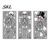 Wear-resistant Glass Cling 3Pcs Halloween Skeleton Stickers, Waterproof PVC Window Clings, Static Decals, Durable Removable Stickers for Home
