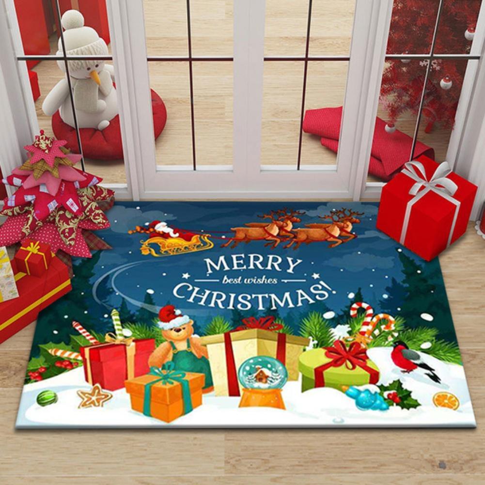 Polyester Fiber Christmas Carpet Mat with Anti Slip Bottom To Prevent Slipping Suitable for Multiple Indoor Spaces