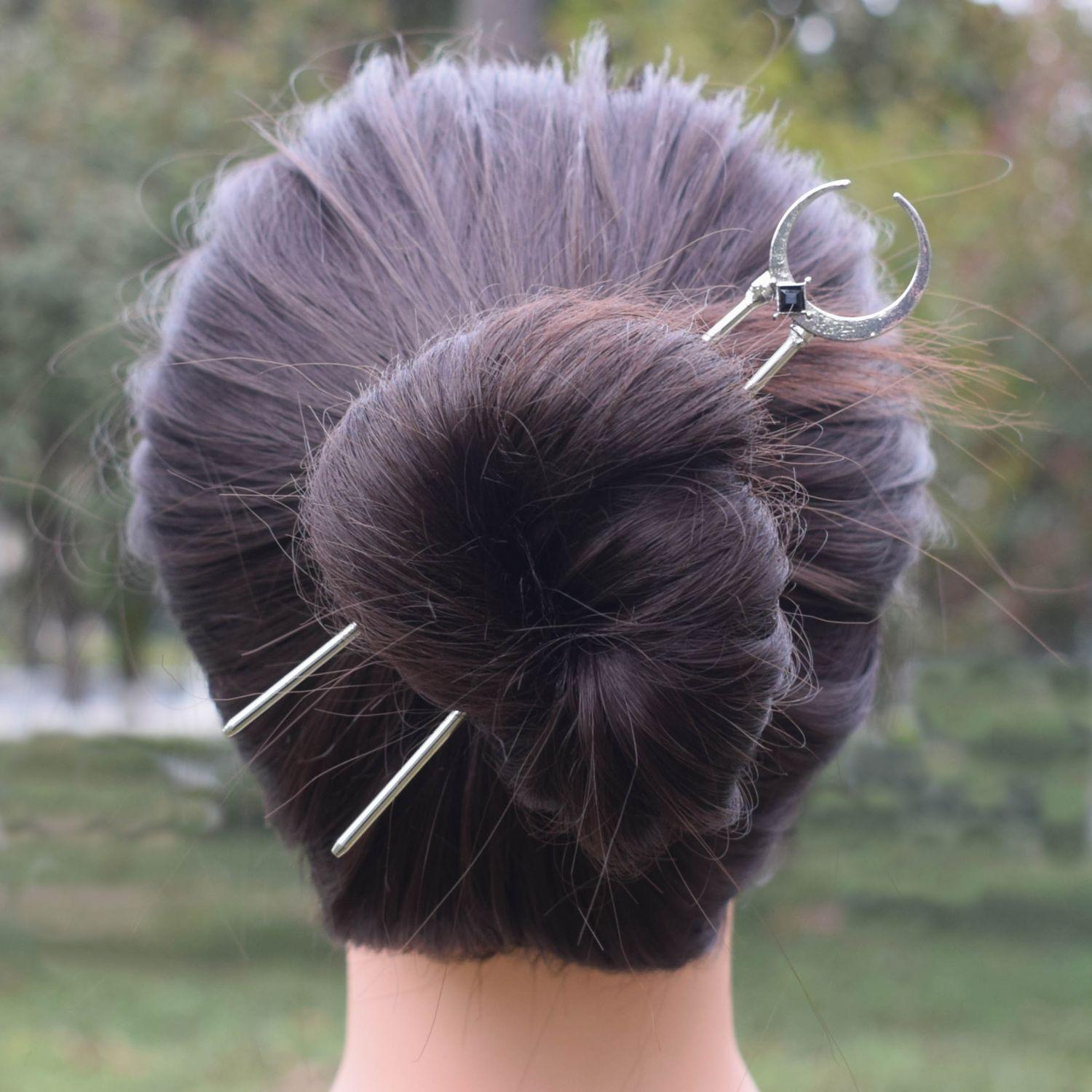 

16см Відьомський меч Півмісяць метелик місячний молець Шпилька для волосся Амулет Дух Прикраса для волосся для жінок