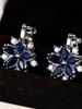 Schattige Dames Blauw Wit Steen Bloem Oorbellen Clip Charm Zilverkleurig Bruiloft Voor Vrouwen