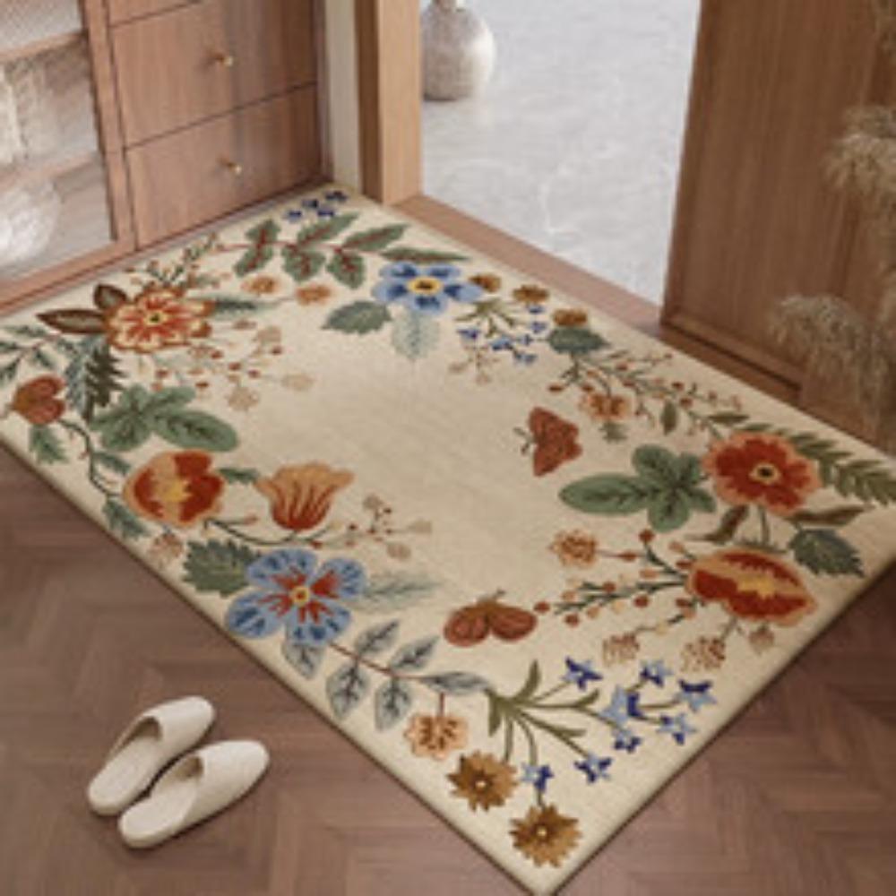 Boho Vintage Floral Door Mat Non Slip Decorative Mat for Bathroom Entryway Bedroom Home Decoration