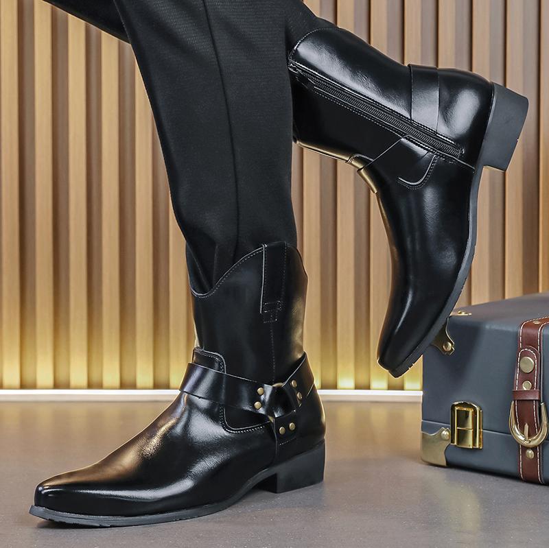 Sneakers alla Moda Passeggiata Tempo Libero Chelsea Botas Scarpe Artigianali per Esterno Antiscivolo Stivaletti da Uomo Scarpe in Pelle High Top Scarponi da Trekking per Esterno
