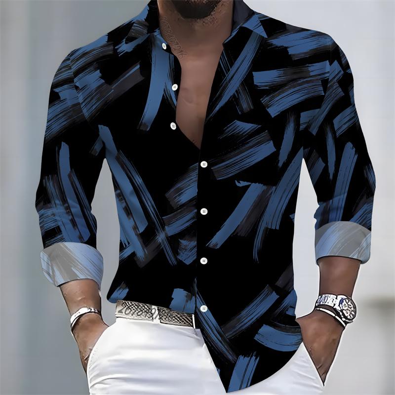 2026 New Men's Shirt Fashion Printed Long Sleeve Shirt Trendy Collar Single breasted Fashion Casual Men's Top S-6XL