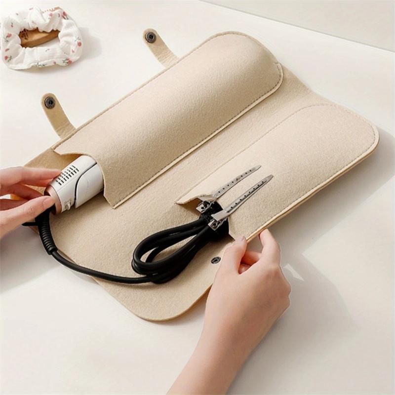 Travel Portable Curling Iron Storage Bag Felt Insulated Hair Straight Iron Organizer Bags Hair Perming Stick Protective Case