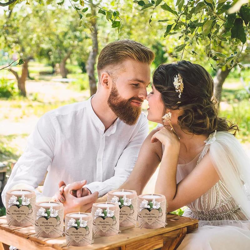 5/10 Stück Hochzeit Holz Teelicht Kerzenhalter Danke, dass Sie mit uns gefeiert haben Geburtstagsparty Tischdekoration Weihnachtsgeschenke