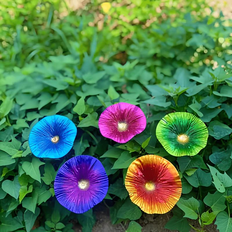 [3D] Outdoor Garden Colorful Metal Morning Glory Decoration Iron Art Simulation Flower Wall and Ground Ornaments Courtyard Landscape Inserts