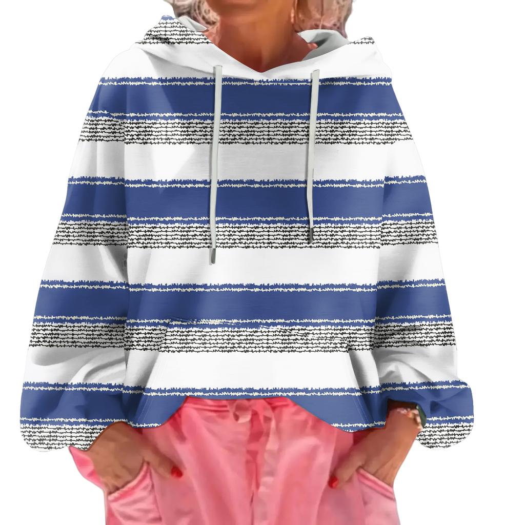 Women's Floral Print Loose Casual Long Sleeved Hooded Sweatshirt