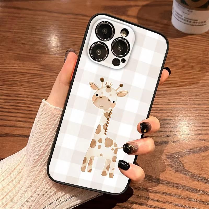 

Checkered Grid Cute Animals Phone Case For Samsung Galaxy S26 S25 Ultra S24 S23 FE S22 S21 Plus S20 A56 A55 A54 Shockproof Cover Galaxy S20 FE