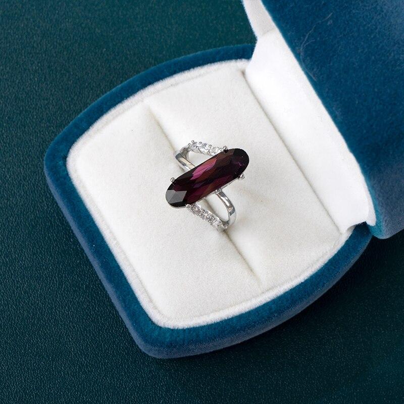POMOiii Fashion Oval Cubic Zircon Crystal Wedding Rings For Women Luxury Purple Color Engagement Proposal Ring Fashion Jewelry