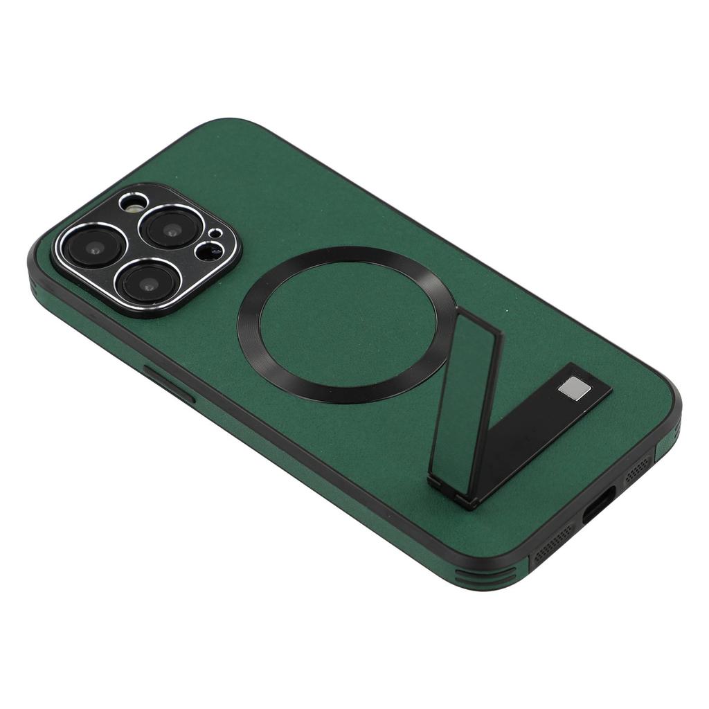 For iPhone 14 Pro Max Kickstand Case Compatible with MagSafe PC+TPU+PU Phone Back Cover