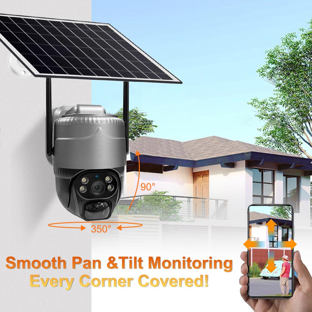 Solar-powered Surveillance Camera, Waterproof IP Network Camera, WIFI/4G Wireless Smart CCTV Recorder