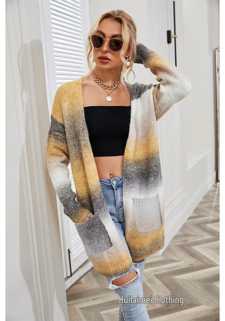 Cardigan en maille arc-en-ciel Hiver 2026 Grande Taille pour Femme