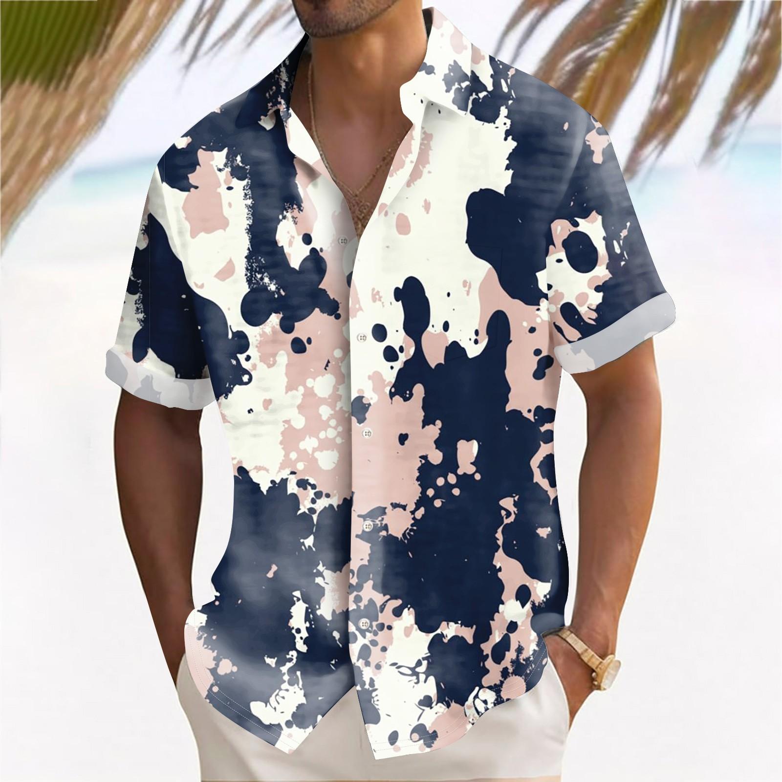 

Чоловіча гавайська сорочка, чоловіча вінтажна сорочка для боулінгу з коротким рукавом, літня пляжна сорочка L чорний