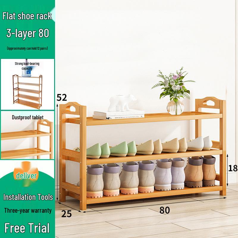 Wall-Mounted Bamboo Shoe Rack: Space-Saving, Dustproof, Multi-Layer Storage for Entryway